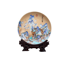 Jingdezhen ceramic live ceramic 10-inch appreciation plate "A Thousand Miles of Rivers and Mountains" porcelain plate new Chinese style plate ornaments