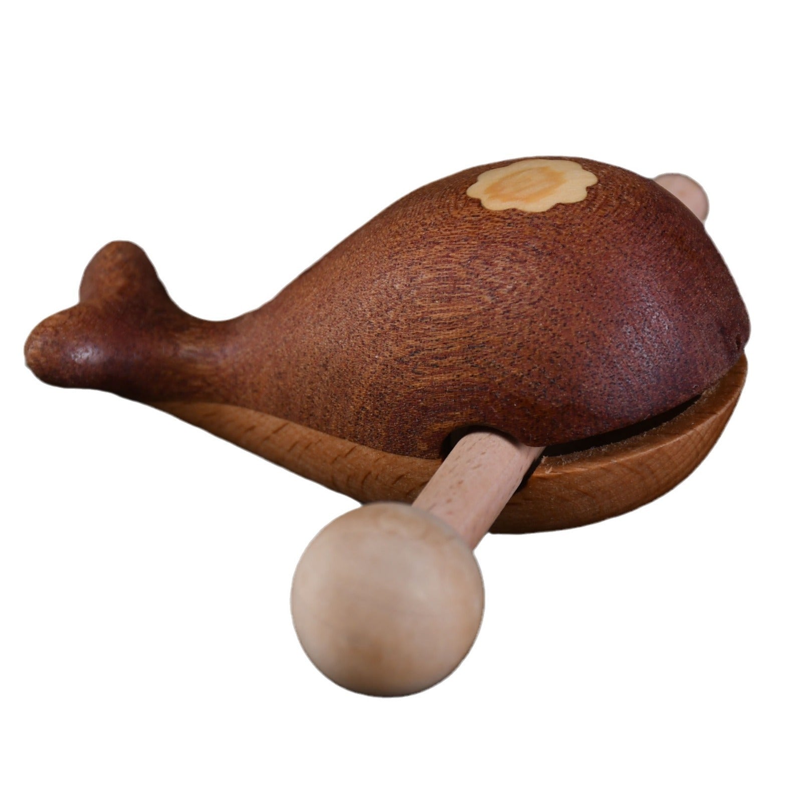 Whale wooden fish percussion instrument cute portable decompression office meditation percussion instrument solid wood ornaments Buddhist toy gift