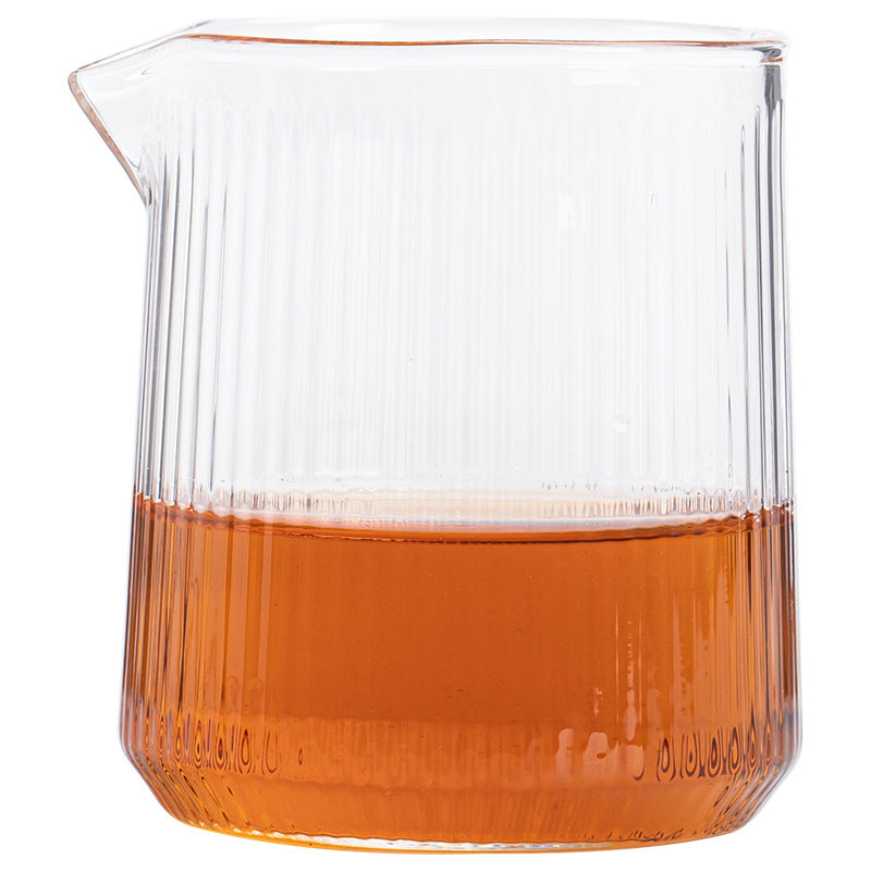 Glass pitcher - striped，High borosilicate glass fairness cup, thickened glass fair cup, tea dispenser, Kung Fu tea set