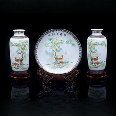 Jingdezhen ceramics double blessing plate and vase