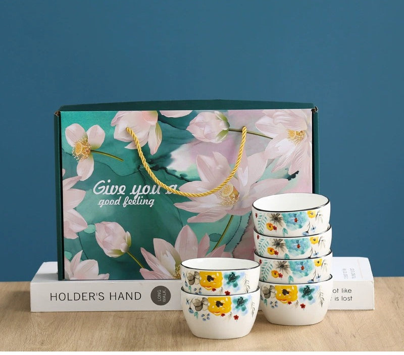 Chinese style bowl and tableware gift box, practical ceramics, bowl and plate set