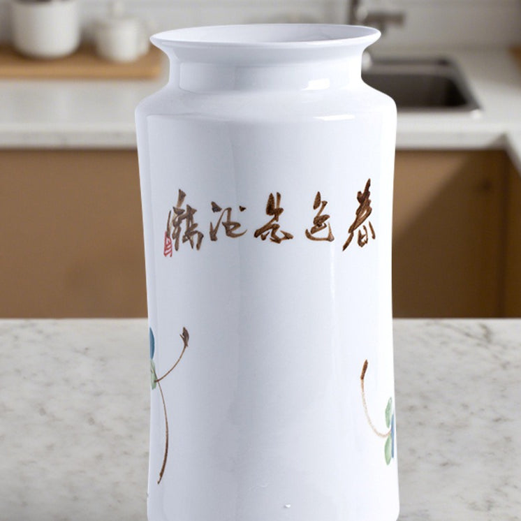 Jingdezhen ceramic hand-painted wisteria flower calligraphy and painting vase