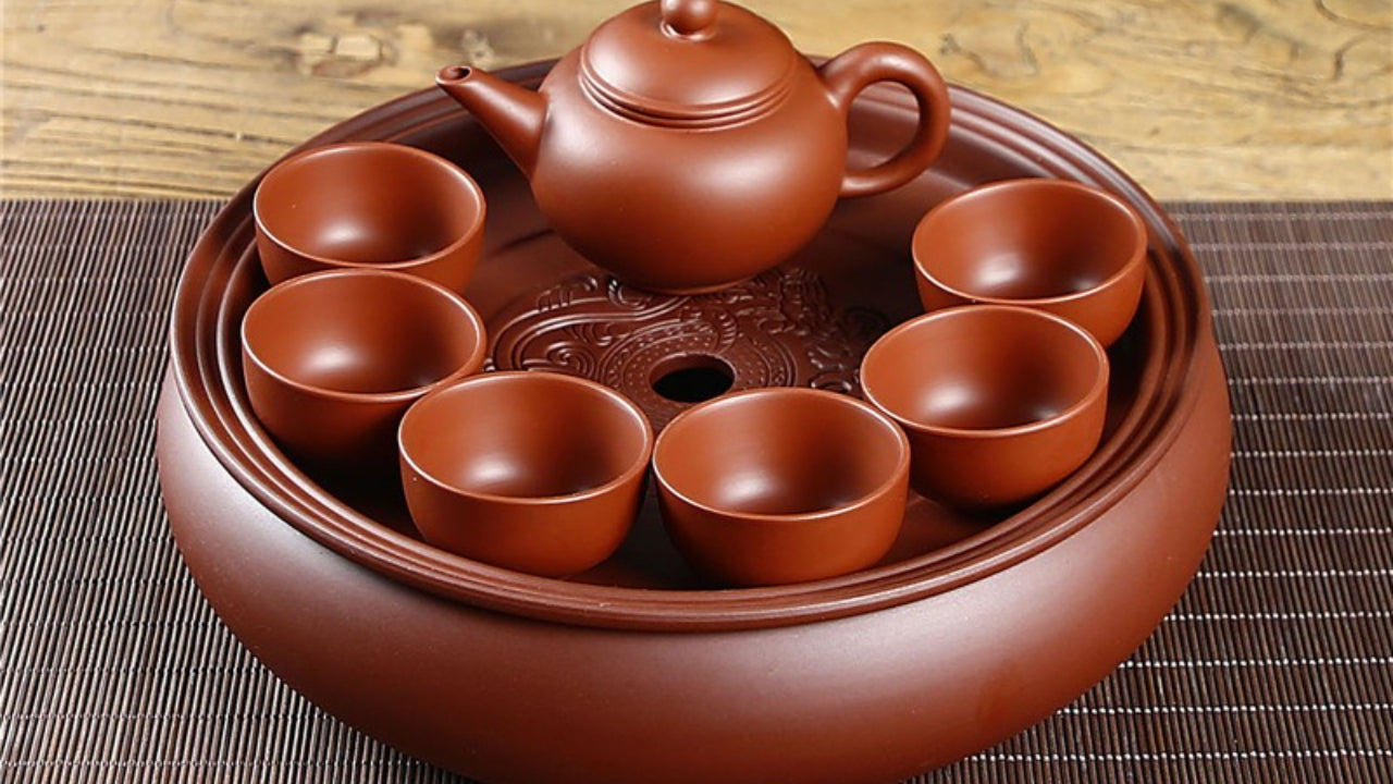 Purple clay Kung Fu tea set home living room office small set simple tea brewing tea set ceramic tea tray teapot teacup
