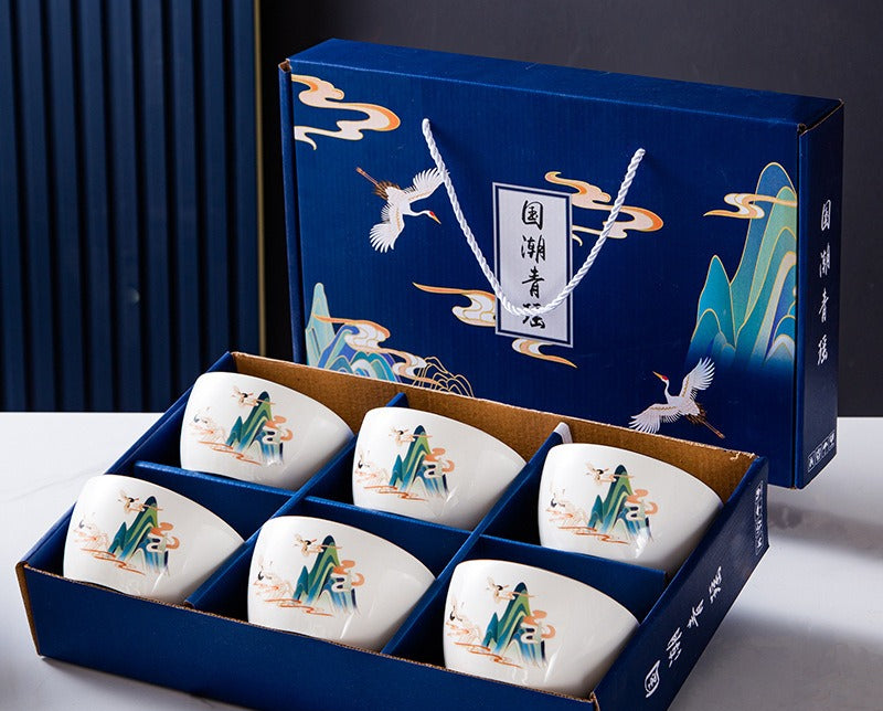 Chinese style bowl and tableware gift box, practical ceramics, bowl and plate set
