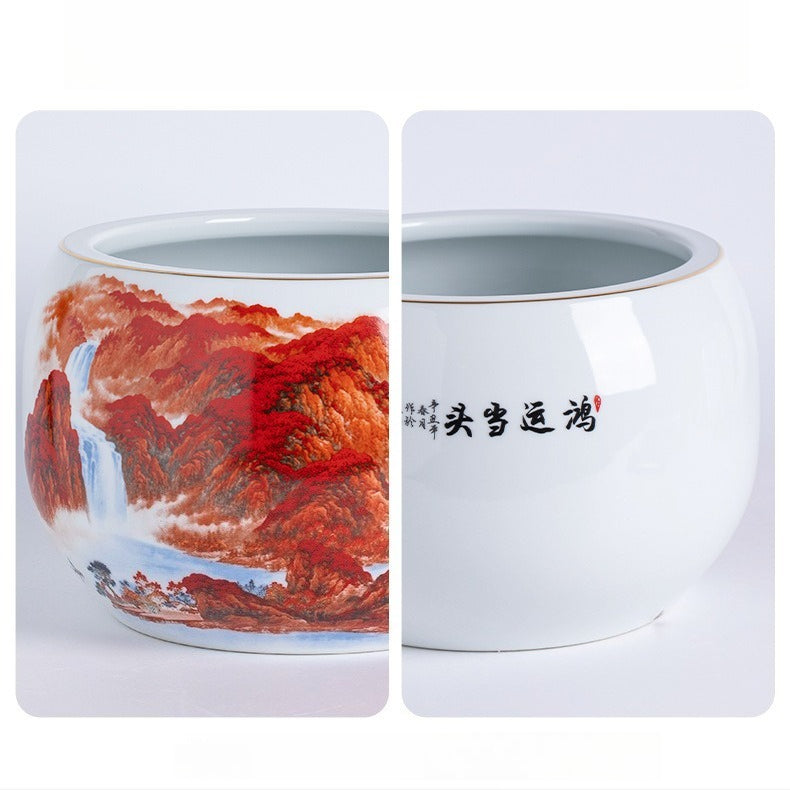 Jingdezhen ceramic cornucopia, "Lucky Fortune" ornament, attracts wealth and fortune, large craft, suitable for office and living room