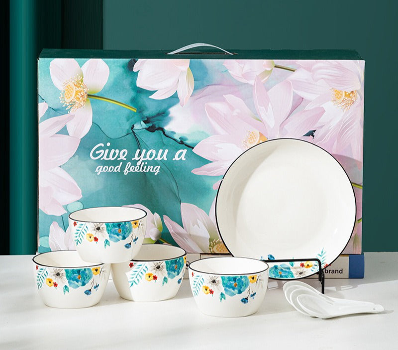Chinese style bowl and tableware gift box, practical ceramics, bowl and plate set