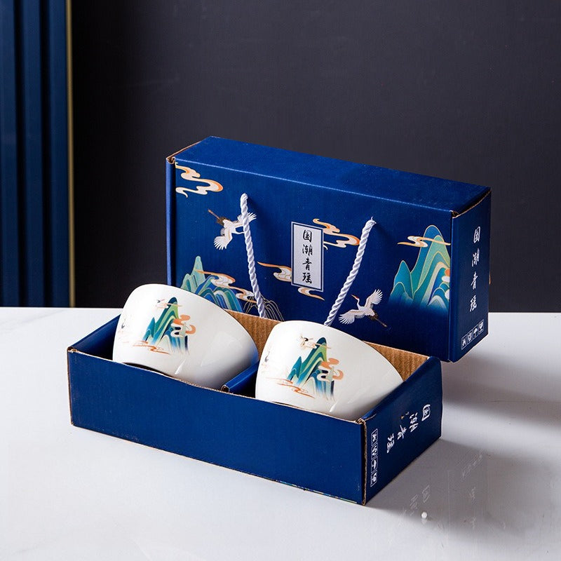 Chinese style bowl and tableware gift box, practical ceramics, bowl and plate set