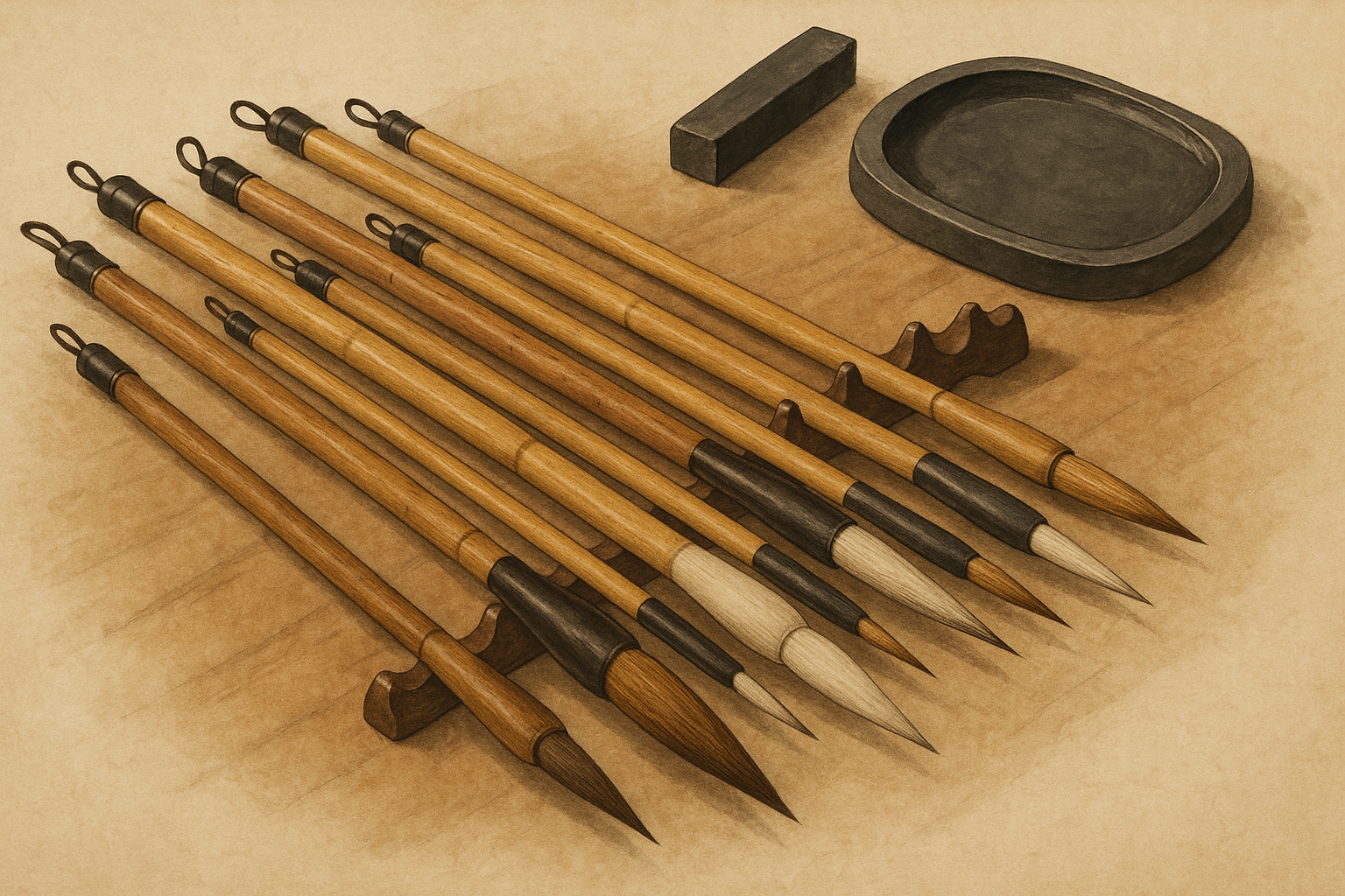  These brushes are essential tools for Chinese calligraphy and painting, crafted with natural materials such as bamboo, wood, and animal hair. They embody centuries of artistry and cultural heritage.