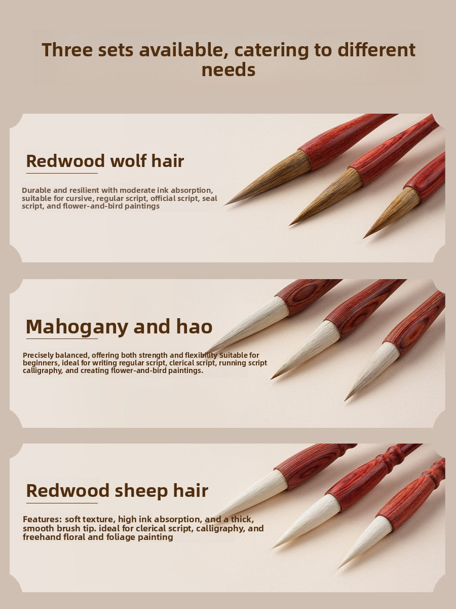 Redwood wolf hair calligraphy brush for beginners