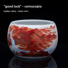 Jingdezhen ceramic cornucopia, "Lucky Fortune" ornament, attracts wealth and fortune, large craft, suitable for office and living room