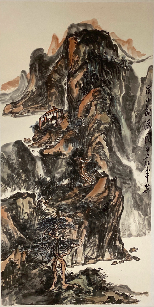 Chinese painting-"Viewing Waterfalls in Streams and Mountains"