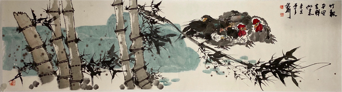 Chinese painting-"Bamboo Newspaper Peace"