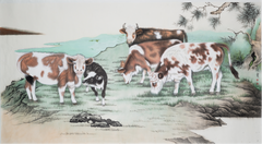 Chinese painting- "Five Bulls"