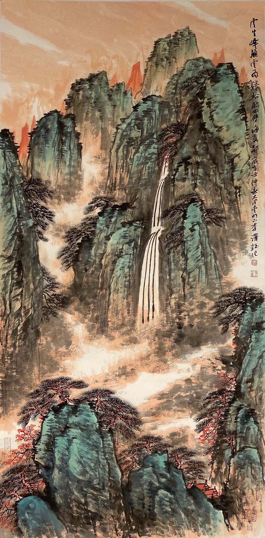 Chinese painting-"Yunsheng Peak is accompanied by the clouds, and the pine is adjacent to the four walls and the sea"