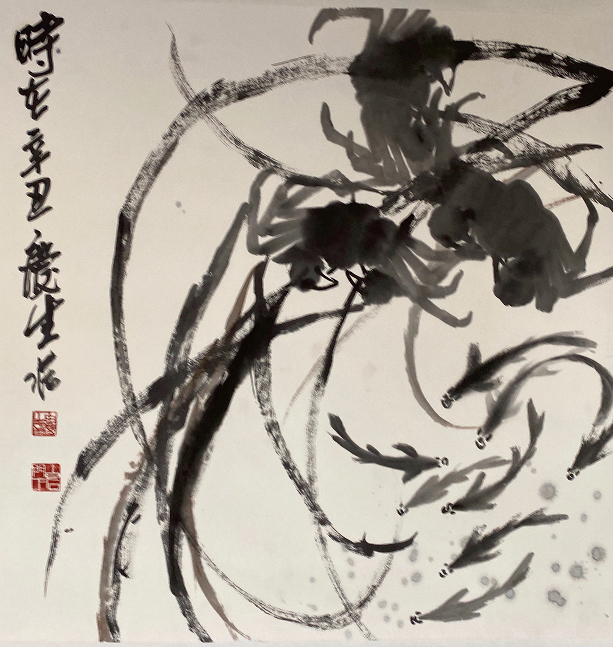 Chinese ink painting-"Fish and Crab"